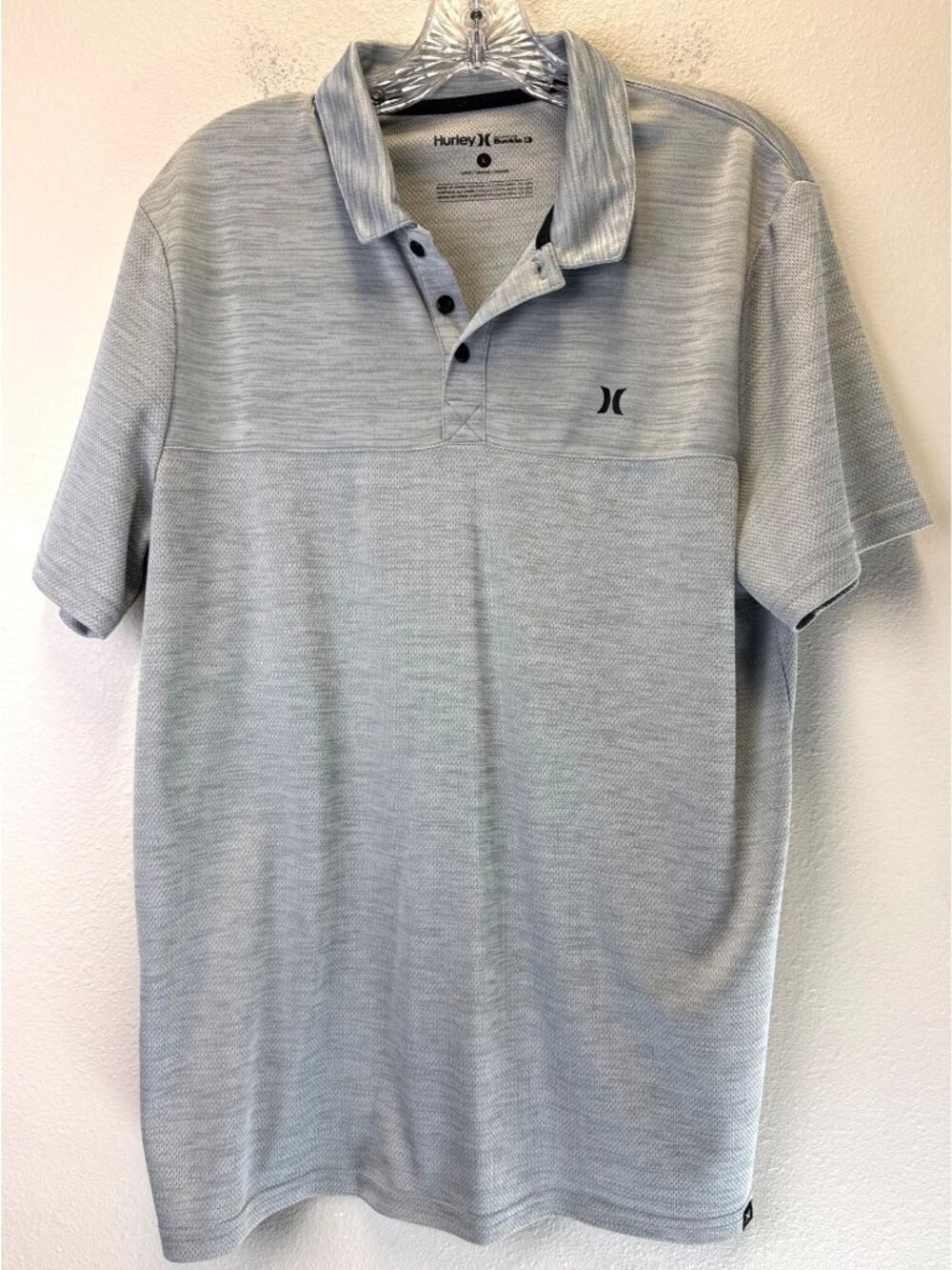 Hurley Mens Gray Polo Shirt Large Lightweight Short Sleeve Golf Business Casual